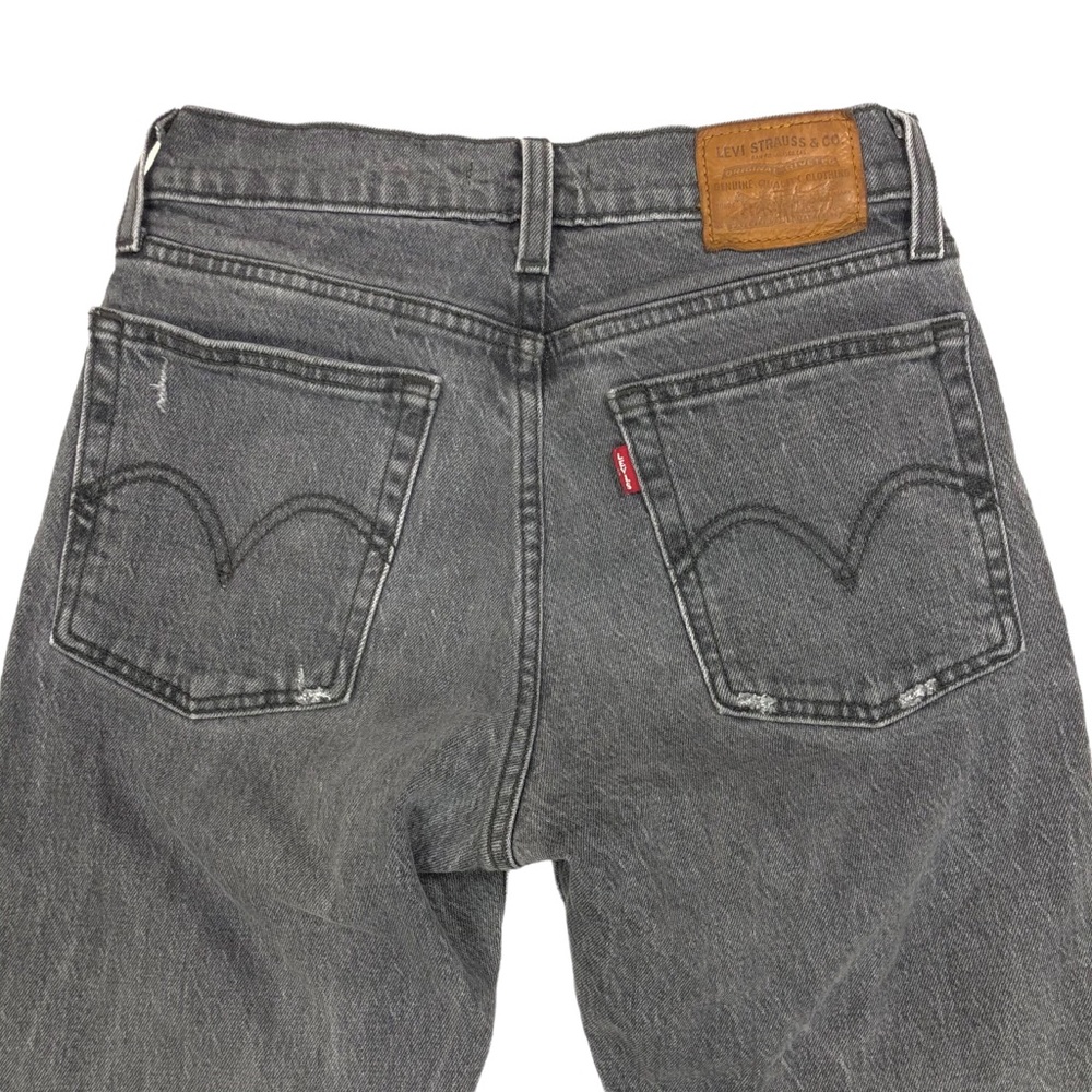 Levi's Wedgie Straight Jean Women Size 24 24X25.5 Gray Mid Rise Distress Raw Hem - Picture 3 of 12